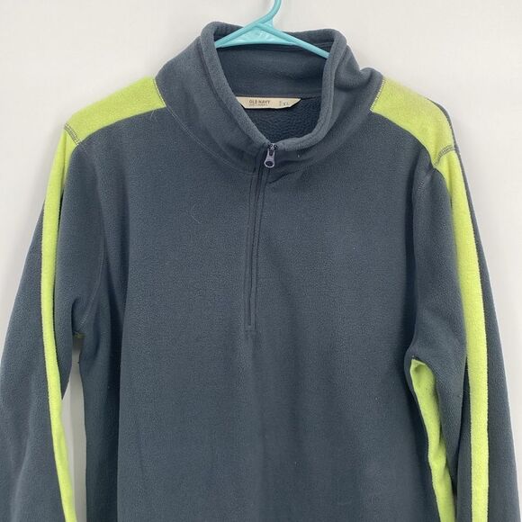 Old Navy 1/2 Zip Pullover Mock Neck Fleece Running Jacket Gray Yellow XL - Picture 2 of 9